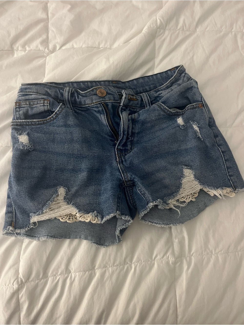 Distressed Denim Women’s Shorts - Blue